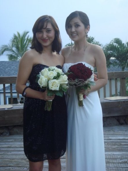 Cienna and I posing for prom, but resembling two young woman on their wedding day.